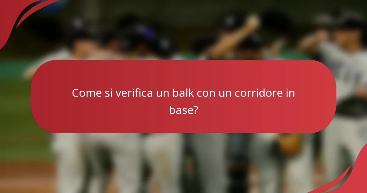 Come si verifica un balk con un corridore in base?