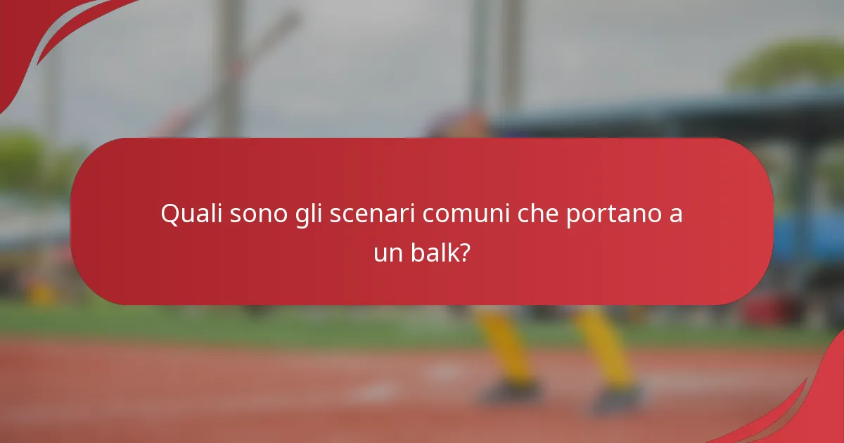 Quali sono gli scenari comuni che portano a un balk?